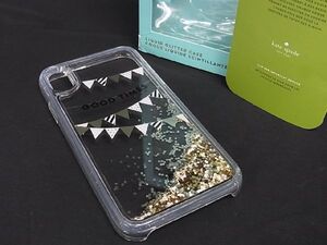 ■美品■ kate spade ケイトスペード iPhoneX/Xs 対応 アイフォンケース スマホケース レディース クリア×ゴールド系 DD5261