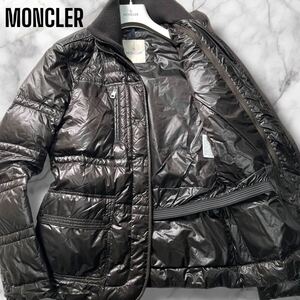 極美品!!!【国内正規品】MONCLER DUBBO ダウンジャケット テーラード ビジネス アウター ニット 切替 ブラウン モンクレール デュッボ 1 M