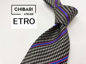 【超美品】ETRO　エトロ　レジメンタル柄 ネクタイ 3本以上 送料無料 メンズ ブラックグレイ　1203123