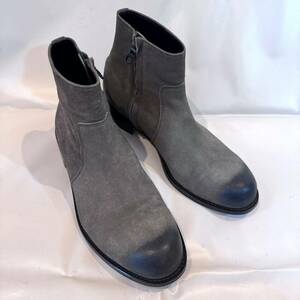 美品 PADRONE パドローネ サイドジップブーツ 41(26cm ~ 26.5cm相当) スウェードレザーシューズSIDE ZIP BOOTS メンズ 男性用 グレー 革靴