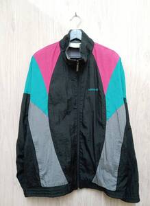 adidas/アディダス/ジャケット/80s/nylon track jacket/ブラック×ピンク×グリーン系/USA Mサイズ