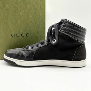 1円 【未使用級】 GUCCI グッチ 【希少日本限定モデル】 メンズ スニーカー ハイカット シューズ 靴 レザー ブラック 黒 9 28.0cm位