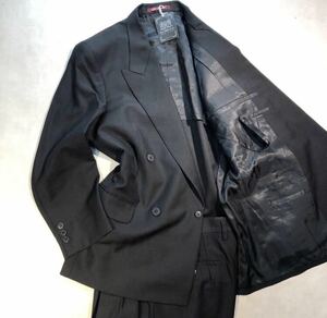 新品【サイズA7 XL★定価5.8万 礼服】4Bダブルスーツ 喪服 漆黒の黒 ブラックフォーマル 背抜き ノーベンツ 2タック 冠婚葬祭 セットアップ