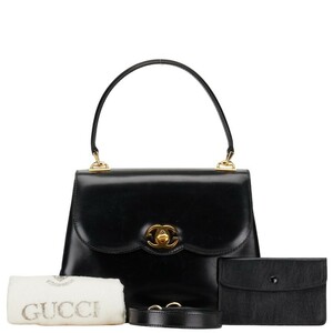 グッチ オールドグッチ ハンドバッグ ショルダーバッグ 2WAY ブラック レザー レディース GUCCI 【中古】