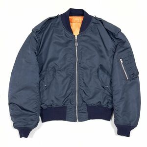 80-90s 【USA製】 ALPHA INDUSTRIES アルファインダストリーズ L-2B フライングジャケット / XLサイズ / ネイビー 紺 / ミリタリー MA-1