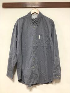 ふ1429 Columbia コロンビア 無地 長袖シャツ L グレー ワークシャツ ボタンダウン 3点留め 