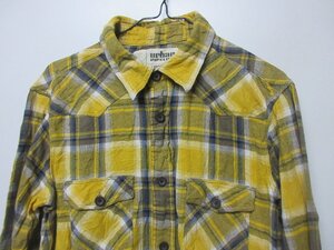 urban ネルシャツ　黄色　L　ウエスタン　アメリカ古着のプリントTシャツ１枚サービス中です　アメカジ古着　sy2819