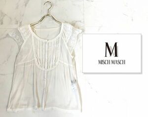 C216☆ ミッシュマッシュ misch masch ガーリー レース デザイン ブラウス シャツ レディース トップス ホワイト系 生成り 半袖