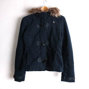 アバクロンビー＆フィッチ ダッフルコート フード付き 中綿ジャケット アウター レディース Lサイズ ネイビー Abercrombie&Fitch