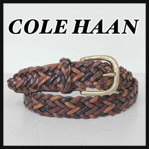 ☆COLEHAAN☆ コールハーン ベルト レザーベルト メッシュベルト 編み込みベルト ブラウン レザー 本革 編み込み レディース 送料無料