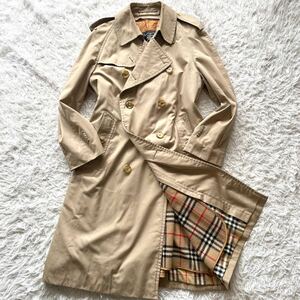 BURBERRY バーバリー トレンチコート ノバチェック ロング丈 ライナー付き ベージュ ヴィンテージ 英国製 Burberrys M〜L相当