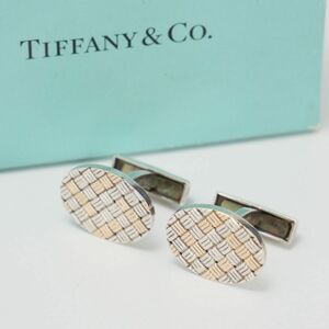 MG3666▽総重量約14.1g*ティファニー/TIFFANY & CO.*14K/14金×STERLING スターリングシルバー/カフスボタン/カフリンクス