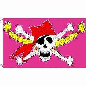 海外限定 国旗 海賊旗 パイレーツ スカル 骸骨 ドクロ 女 ガール 特大フラッグ