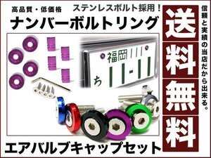 ステンレス製 ナンバーボルトリング エアバルブキャップset紫 アルマイトカラー パープル ロングボルト 送料無料 number-ring