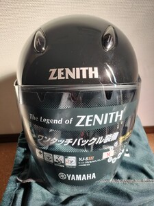 【送料無料】ジェットヘルメット ZENITH ゼニス『YJ-5Ⅲ』サイズM メタリックブラック 黒 UVカットシールド　ワンタッチバックル