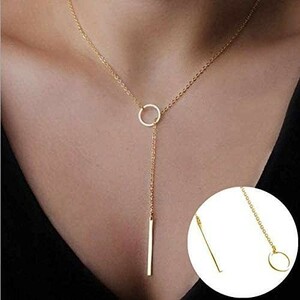 ★ レディース シンプル ネックレス ★ ゴールド サークル ネックレス アクセサリー 金 a9