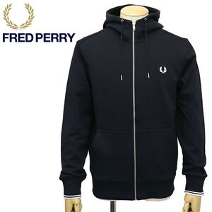 FRED PERRY (フレッドペリー) J7536 HOODED ZIP THROUGH SWEATSHIRT フードジップアップ スウェットシャツ FP466 795NAVY M