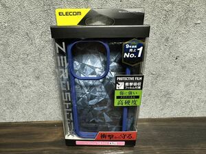 【新品未開封】ELECOM iPhone 14 Pro 用 ZEROSHOCK フレームカラー 6.1インチ クリアパネル ネイビー フィルム付属 PM-A22CZEROFCNV