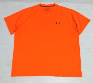 ☆UNDER ARMOUR アンダーアーマー 半袖Tシャツ XLサイズ スポーツ LOOSE ティー HEATGEAR フアッションTEE ワンポイント ラグラン オレンジ