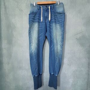 glamb グラム Ricard denim pants スウェット デニム ニット ジョガー リカルド パンツ size.2 (M) ライトブルー インディゴ 人気完売