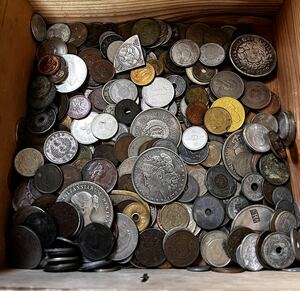 古銭　大量　外国 コイン　日本　銀貨　まとめて　約1100g
