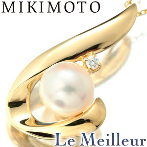 ぽっきりセール対象商品 ミキモト パール ペンダントネックレス アコヤ真珠 6.70mm ダイヤモンド K18 MIKIMOTO 中古 プレラブド 返品OK