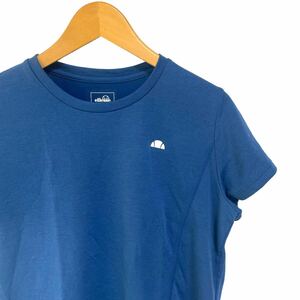 ※P2 ellesse エレッセ メッシュTシャツ 半袖 ブルー ロゴ スポーツ ランニング 運動着 レディースL