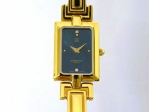 ♪hayy1692-1 548 GIVENCHY ジバンシイ 黒文字盤 QZ クォーツ ゴールドカラー レディース 腕時計 バングルウォッチ 腕周り約15.5cm 稼働