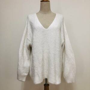 k3273 美品 H&M エイチ＆エム ニット セーター ふわふわ サイズL/P 白 レディース シンプル ナチュラル ロマンティックウィンターコーデ