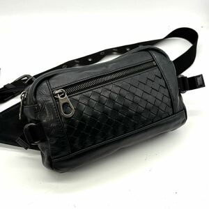 極美品/RFIDタグ/近年モデル●BOTTEGA VENETA ボッテガヴェネタ イントレチャート ウエストポーチ メンズ ボディバッグ ビジネスショルダー