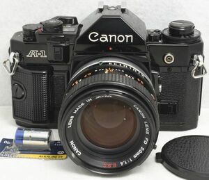 【整備/性能測定済】Canon A-1 ブラック＋FD 50mmF1.4 S.S.C. _ P,S,A機能OK(140073_47)