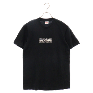 SUPREME シュプリーム 19AW Bandana Box Logo Tee バンダナ柄 ボックスロゴ クルーネック半袖Tシャツ カットソー ブラック