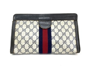 【即決】GUCCI PERFUMEグッチ パフューム GG柄 シェリー クラッチバッグ レザー PVC ネイビー レッド オールドグッチ