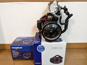 OLYMPUS E-PL3本体 防水プロテクター PT-EP05L ストロボ アーム ワイドレンズ ドームポート 魚眼レンズ 水中カメラ ハウジングセット