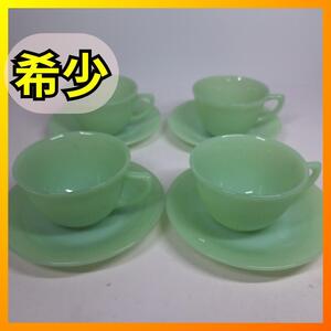 ■美品■ファイヤーキング ジェダイ カップ＆ソーサー 6客セット JADEITE FIREKING コーヒーカップ マグカップ コップ d637