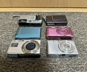 デジタルカメラ　6台　SONY2台DSC-W830/DSC-T90 NIKON 1台S3600 FUJIFILM1台　Z300 OLYMPUS1台TG-820 RICOH1台CAPLIO R7 ジャンク本体のみ