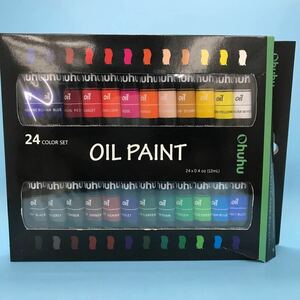 ク) [未使用] OHUHU 油絵具 24色 セット 絵の具 画材 OIL PAINT オイルペイント 12ml 管理M 送料185円