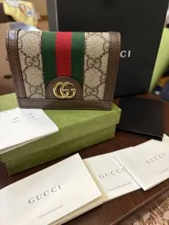 【美品】GUCCI グッチ GGスプリーム コンパクトウォレット 二つ折り財布