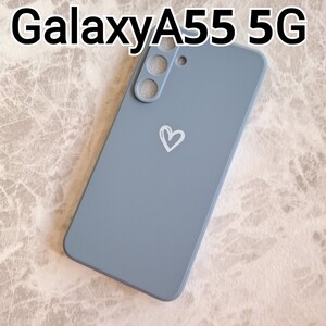 GalaxyA55 ケース　ブルーグレー　ホワイトハート