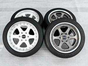 ★美品 送料込★CRS ESSEX EL タイヤ ホイール ホワイト&ブロンズ 18×8.5J 6穴 139.7 +25 225/50R18 18/19年製 ハイエース 200系 5106