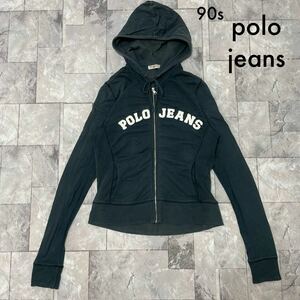 90s Polo jeans ポロジーンズ Ralph Lauren ラルフローレン ジップアップパーカー スウェット 刺繍ロゴ インパクト21 レディース 玉FL3563