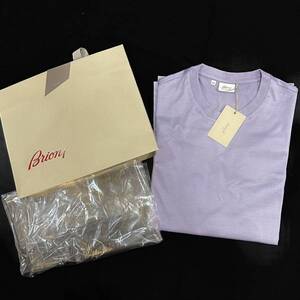 未使用品!BRIONI ブリオーニ コットン 100% 半袖 Tシャツ(XXS)パープル 春夏 メンズ トップス