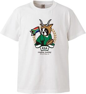 ★ラグビー ジャンキー 南アフリカ代表 M 半袖 コットン Tシャツ スプリングボクス クラウディオパンディアーニ 白 ワールドカップ