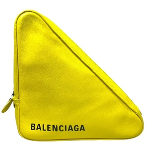 BALENCIAGA バレンシアガ 476976 トライアングルクラッチバッグ セカンドバッグ バッグ レザー ロゴ イエロー