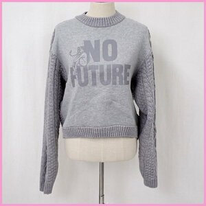 ★HYSTERIC GLAMOUR/ヒステリックグラマー NO FUTURE pt ニットスクラッチSW セーター F/レディースM～L相当/杢グレー/裏起毛&1016900107