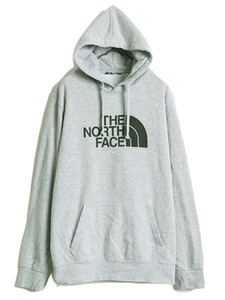 ノースフェイス プリント スウェット フード パーカー メンズ L / 古着 The North Face トレーナー プルオーバー 裏起毛 アウトドア グレー