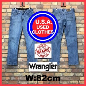 DP1-030★メキシコ製【Wrangler】ZM1CSCH ストレッチ レギュラーフィット デニムパンツ【W31 メンズ M】ブルー ジーンズ ダメージ 古着