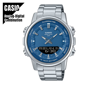 CASIO カシオ Analog-Digital Combination アナデジ AMW-880D-2A1 腕時計 メタルバンド メンズ 文字盤ブルー CASIO専用ケース付き★新品