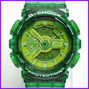 ■美品 CASIO/カシオ G-SHOCK ハイパーカラーズ GA-110B-1A3 グリーンスケルトンカスタム/20気圧防水/クォーツ腕時計&1245800412