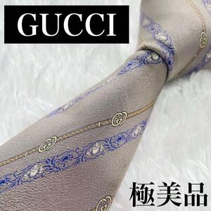 【極美品】GUCCI ネクタイ GGロゴ ベルト柄 シルク100% N-0059